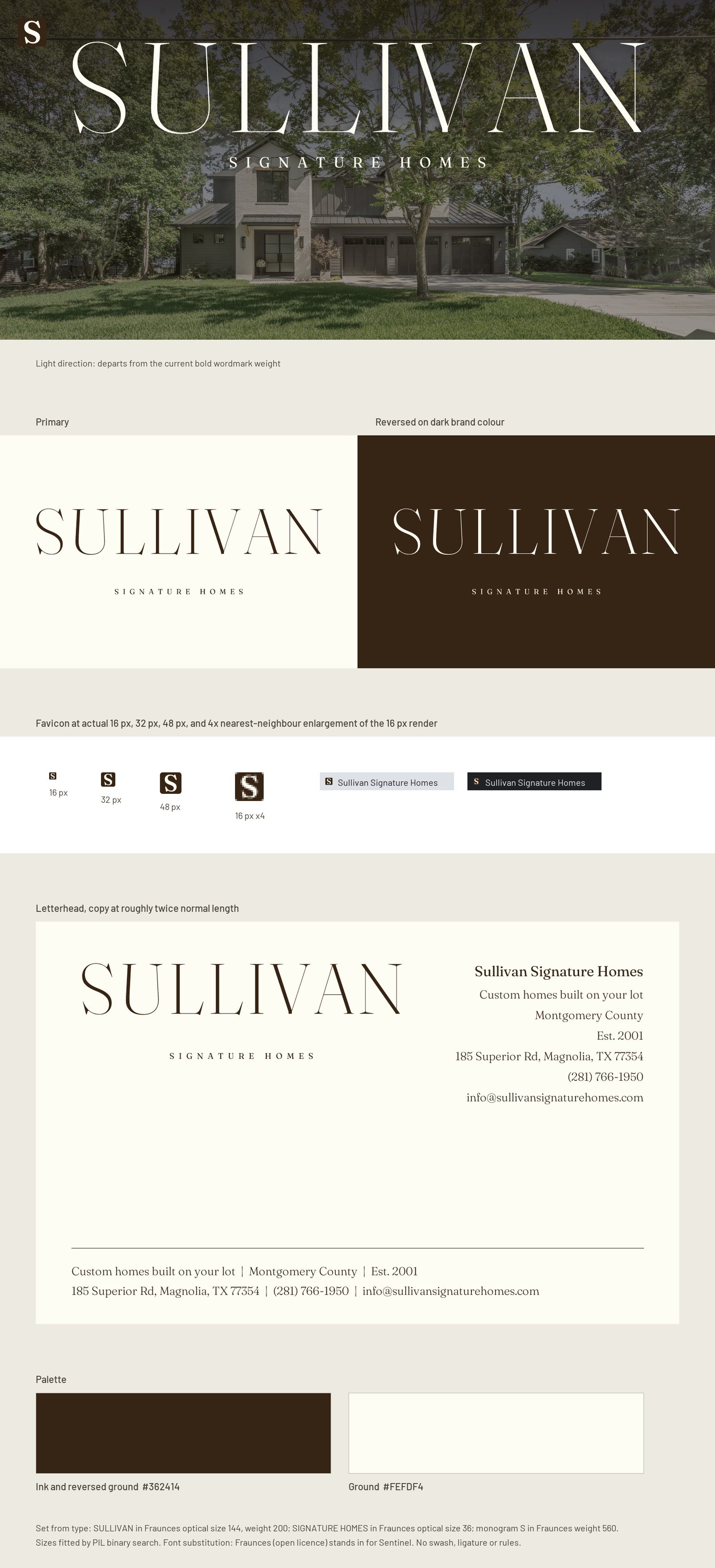 High-contrast serif wordmark brand board
